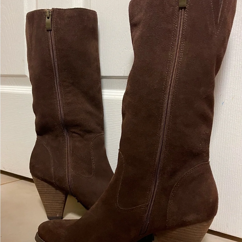 Reba Brown Leather Fringe Boots (All Leather Upper)Fringe on the side. - Picture 8 of 16